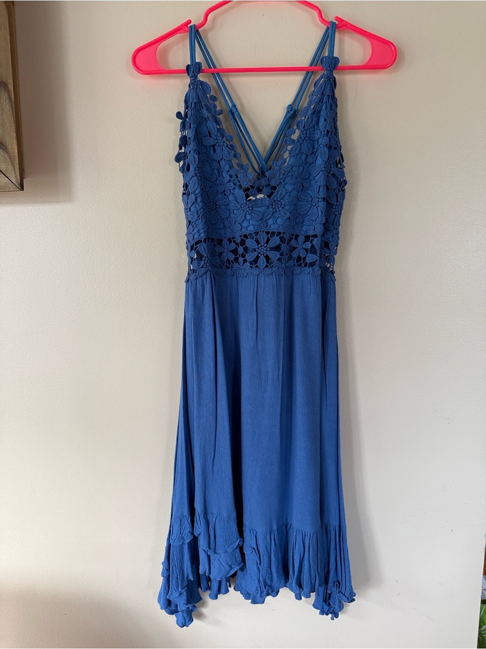 LA MIEL Royal Blue Crochet Midi Dress